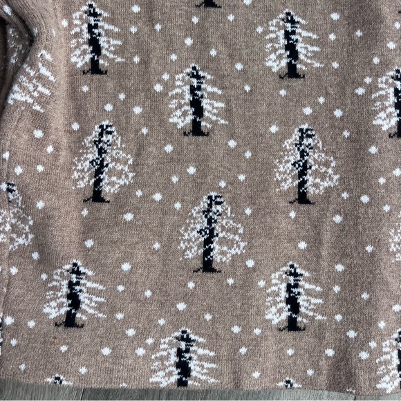Vintage Lands End Womens Size LP Snow Tree All Over Print Knit Cardigan Sweater - Picture 6 of 9